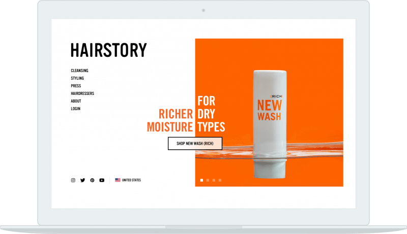 Hairstory main webpage screenshot