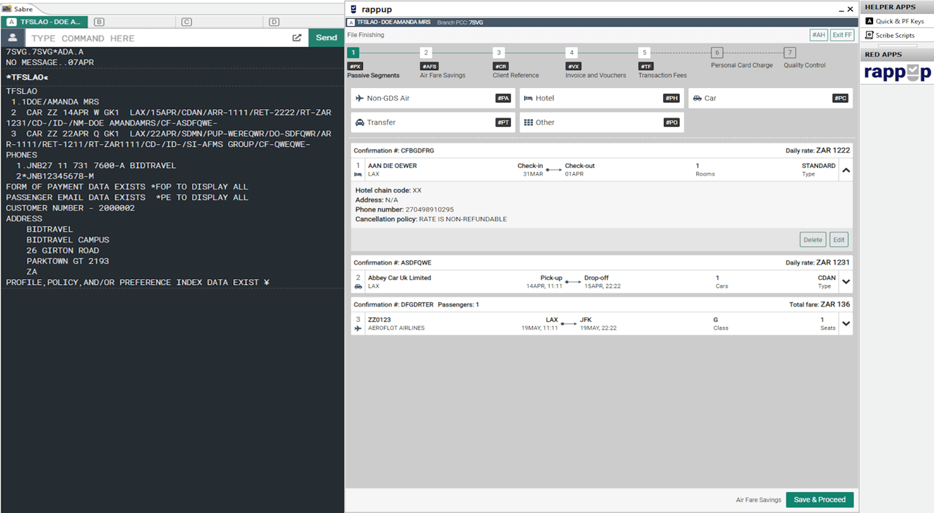 Exemplary Screenshot from the Client’s Application
