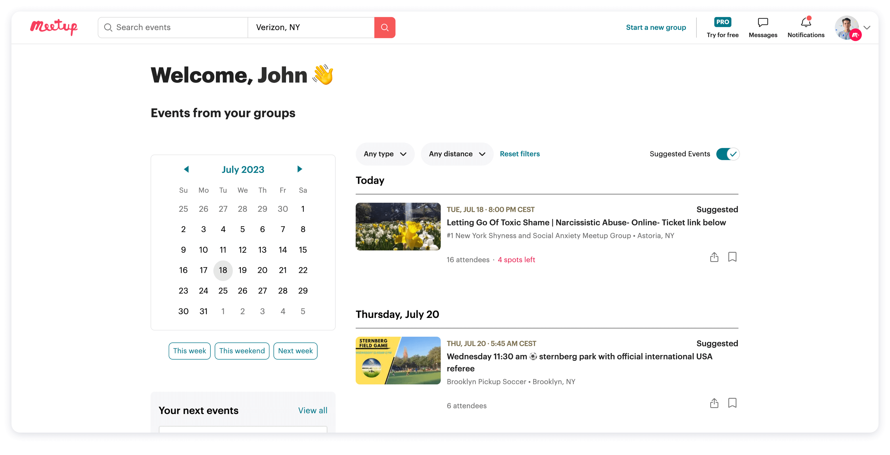 MeetUp - User Interface of the Welcome Screen 