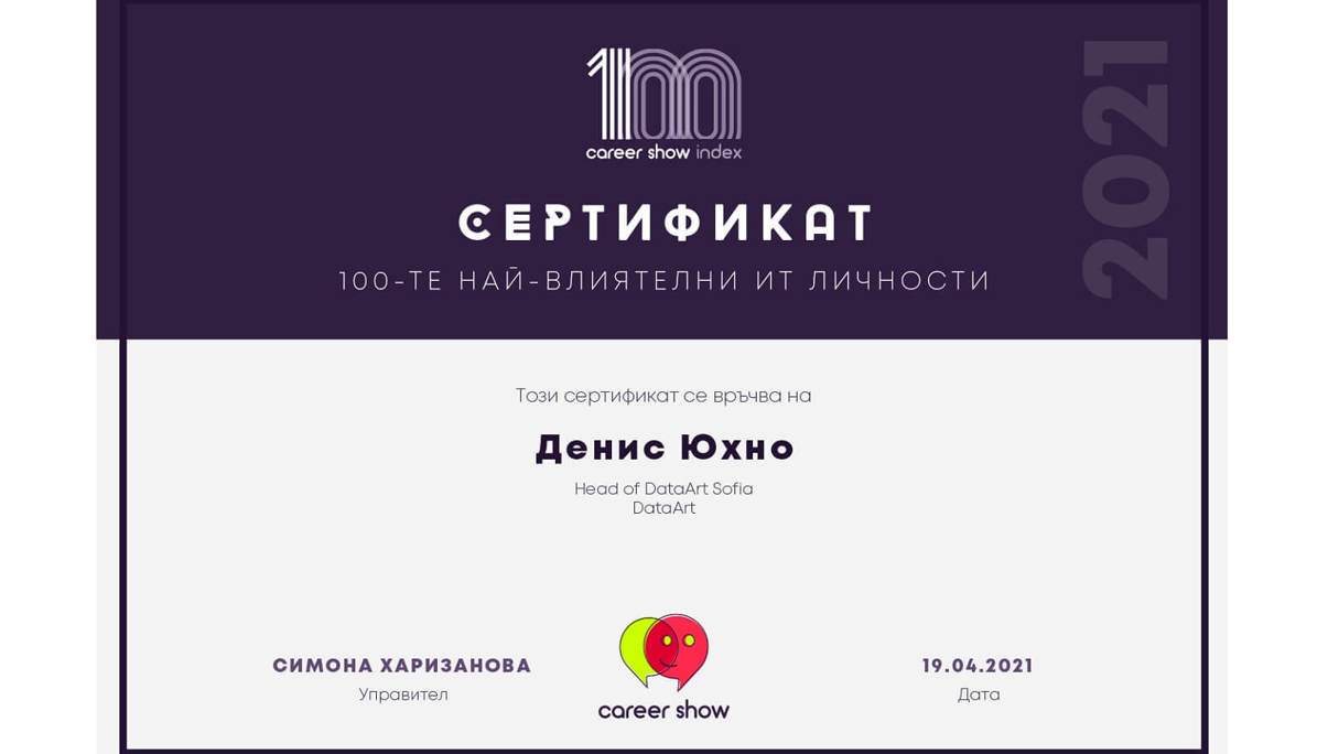 Денис Юхно е включен в списъка „Топ 100 най-влиятелни ИТ личности в България“